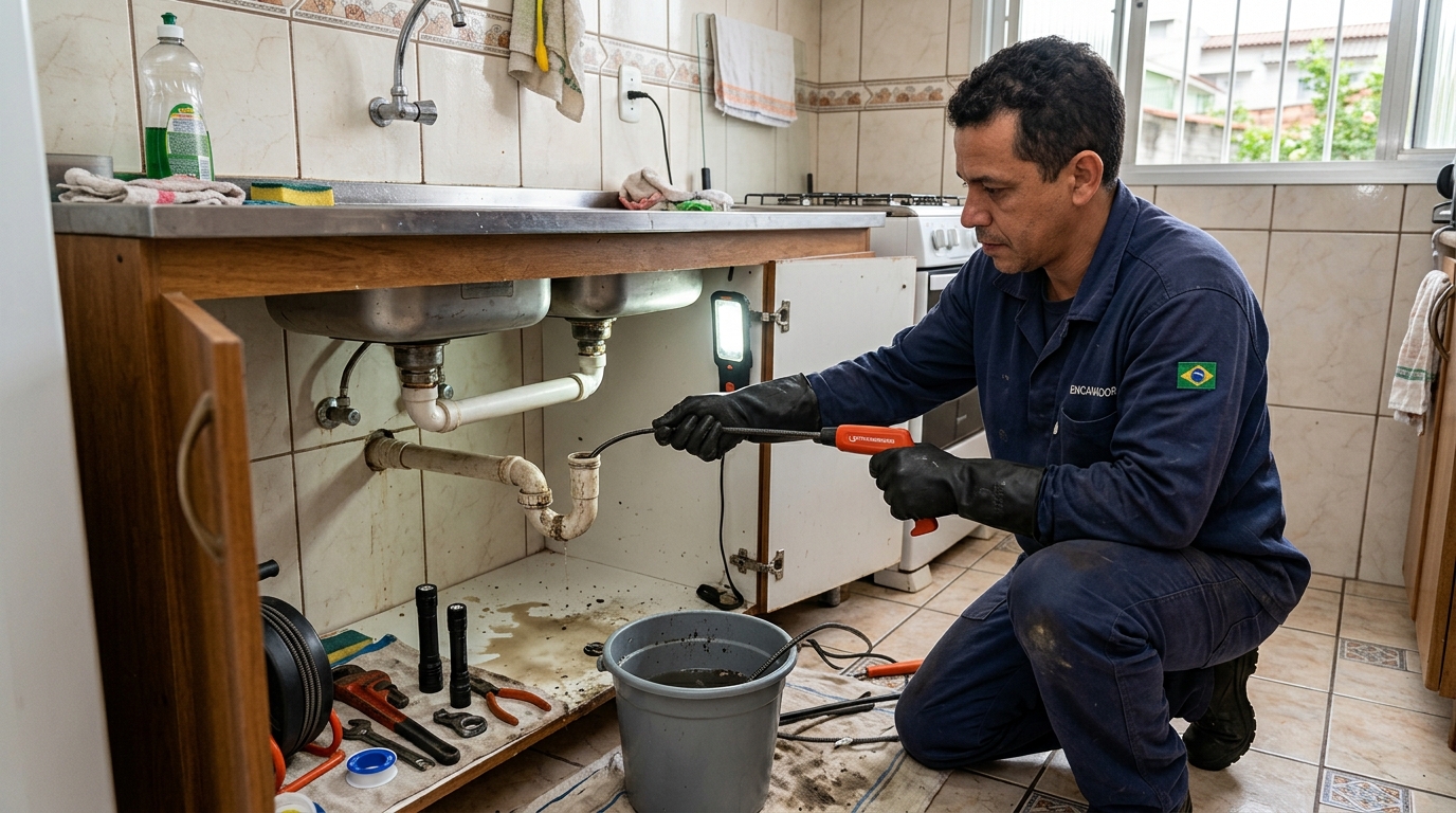 Equipe de desentupimento de canos em Campina Grande-PB